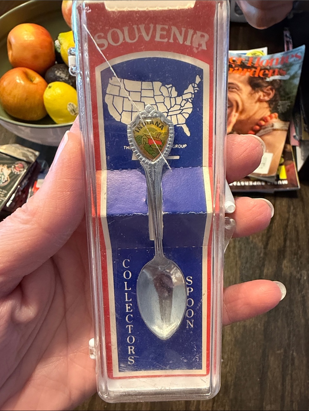 Indiana Souvenir Collector's Spoon - Silver Tone with Yellow & Red Shield
